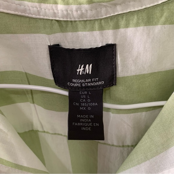 green striped short sleeve button down shirt - Picture 3 of 4